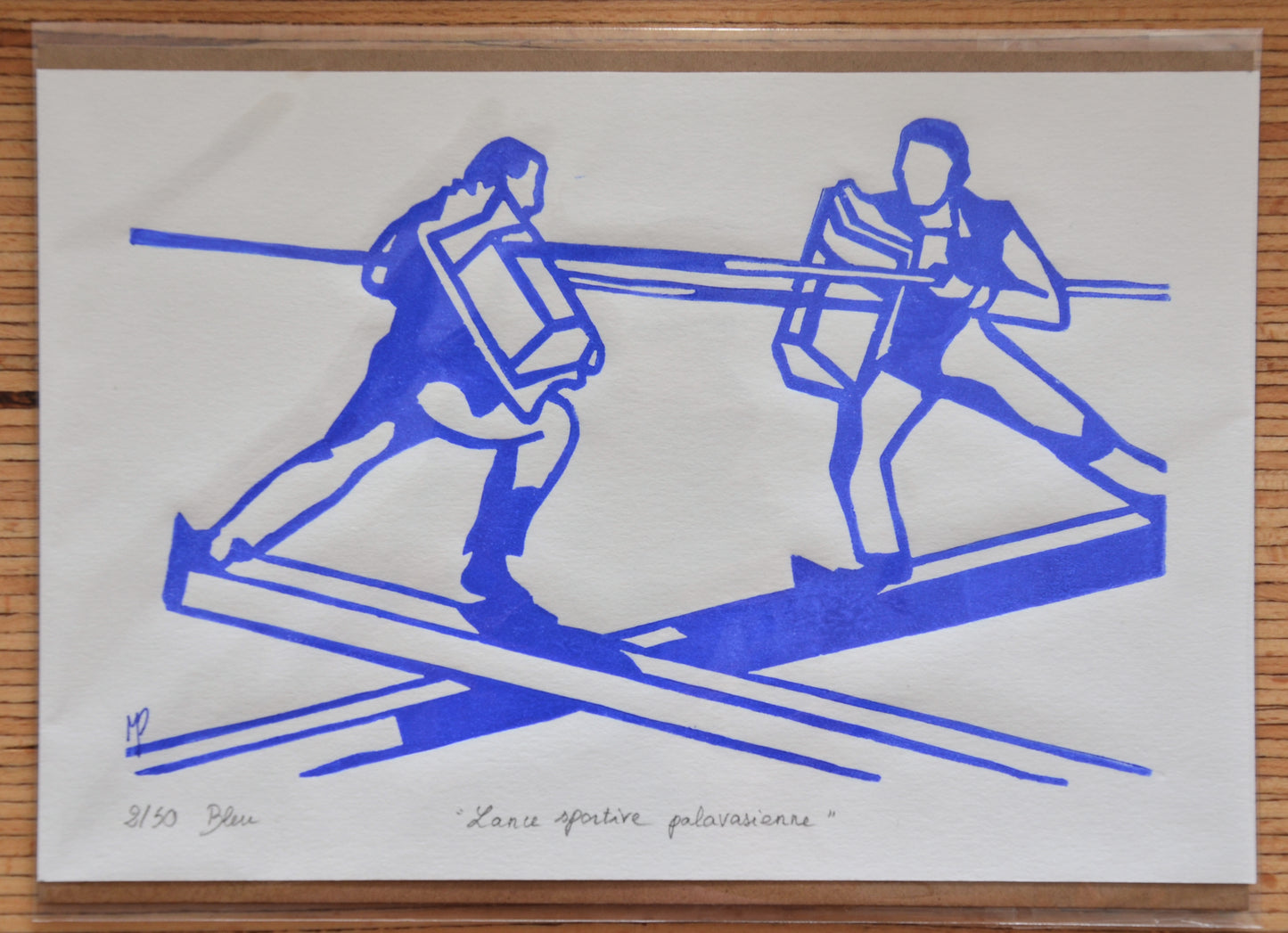 Linogravure - " Lance sportive palavasienne "