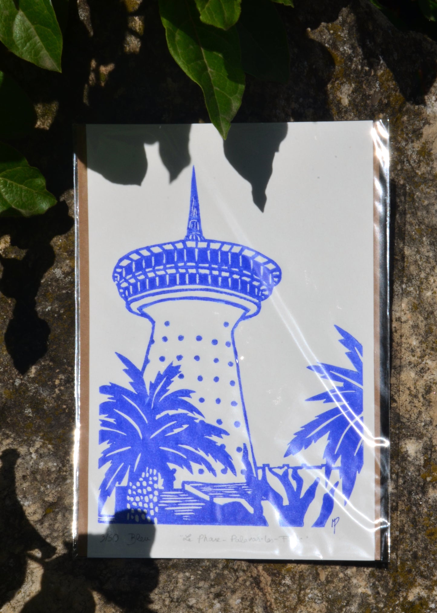 Linogravure - " Le phare - Palavas-les-Flots "