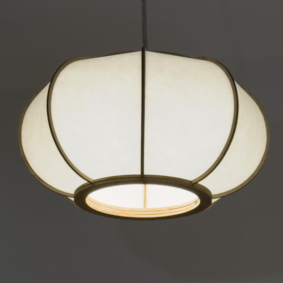 Lampe en suspension en bois et papier japonais - modèle NARA