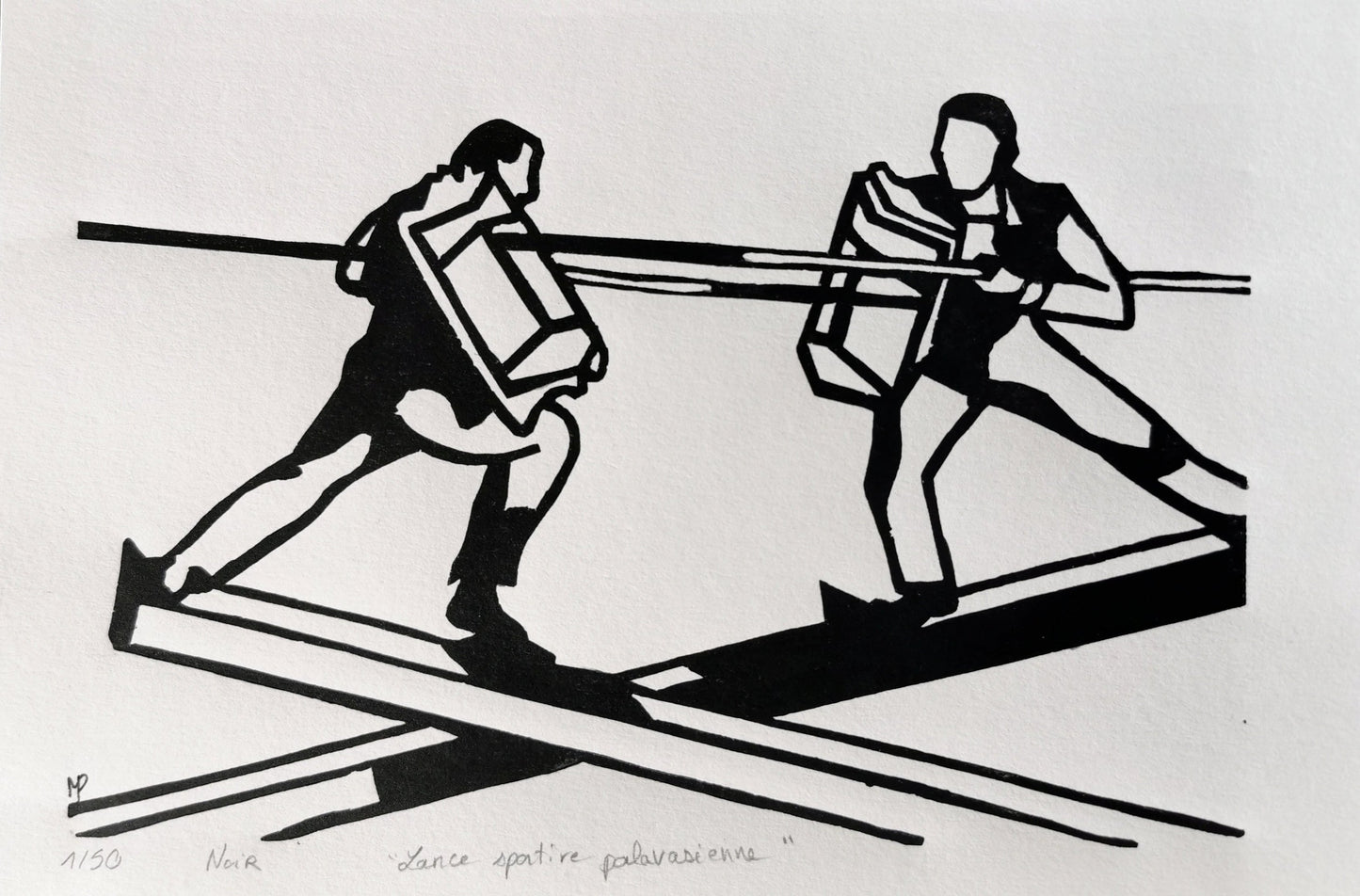 Linogravure - " Lance sportive palavasienne "
