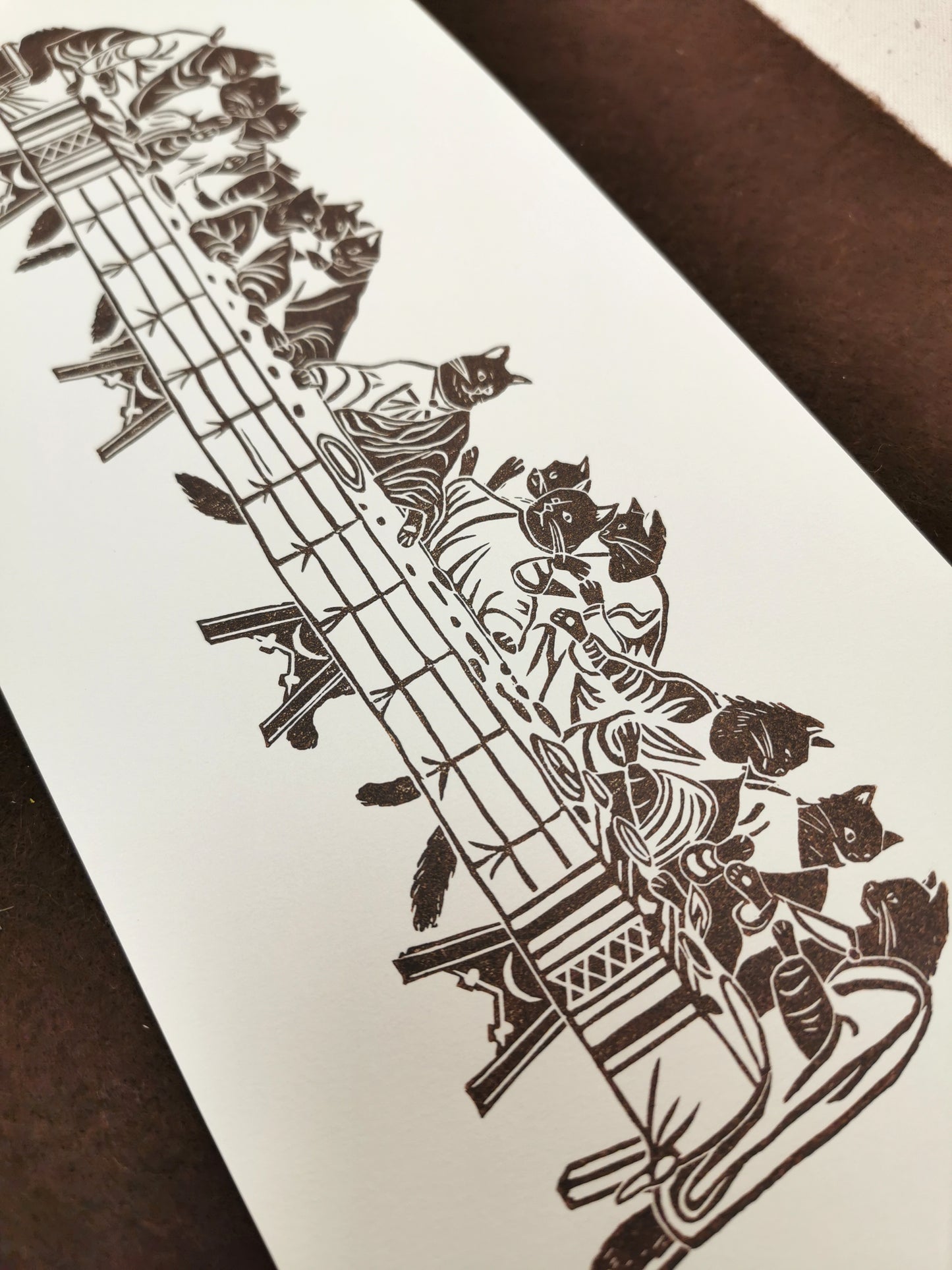 Linogravure - "Les Chats-pôtres"