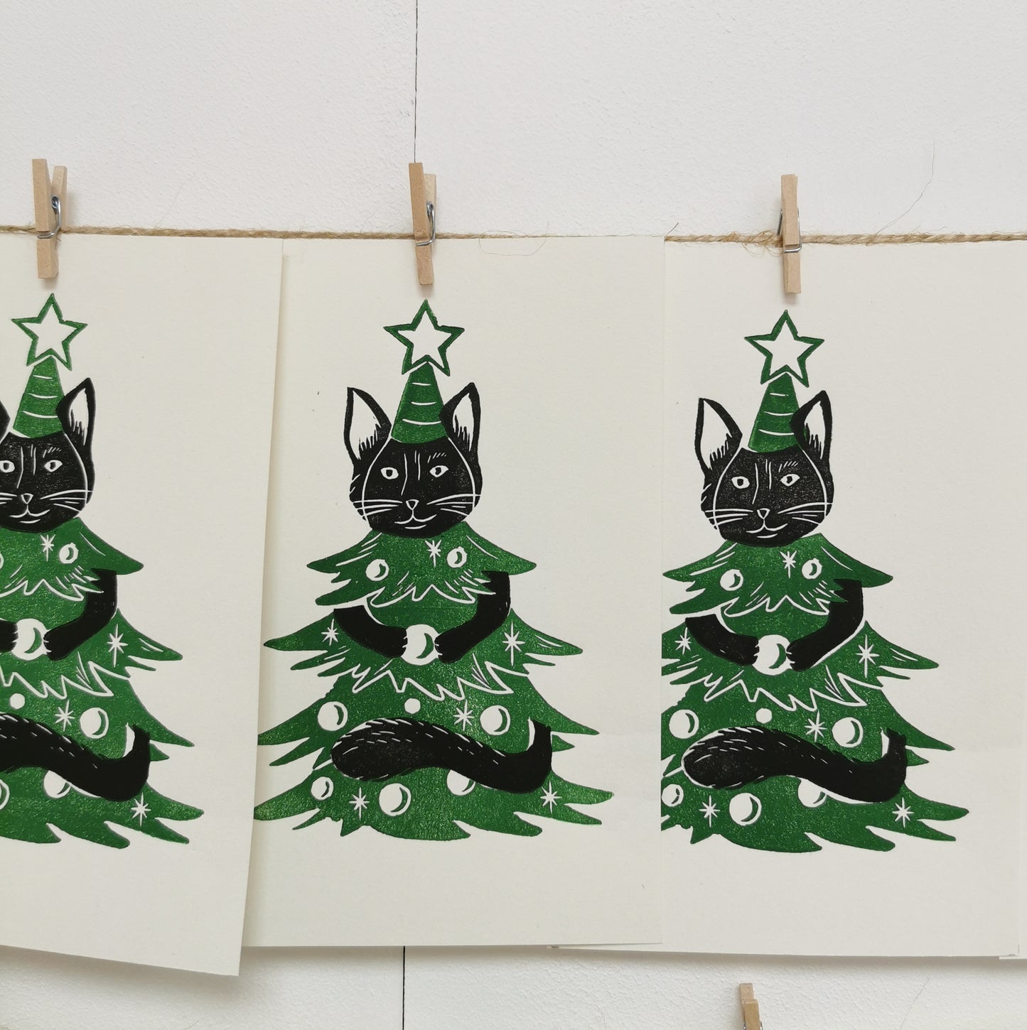 Linogravure - " Le Chat'pin de Noël "