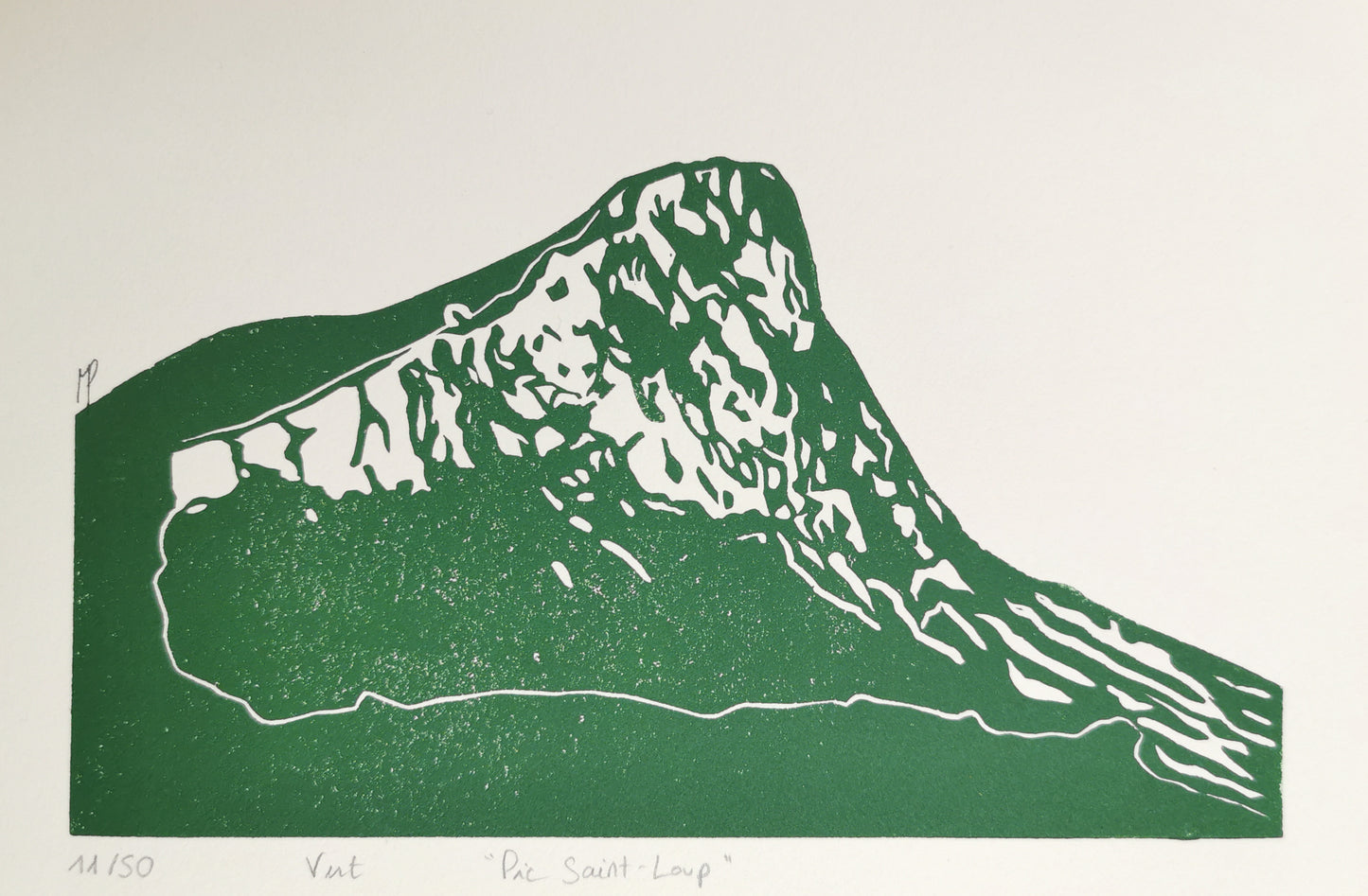 Linogravure - "Le Pic Saint-Loup"