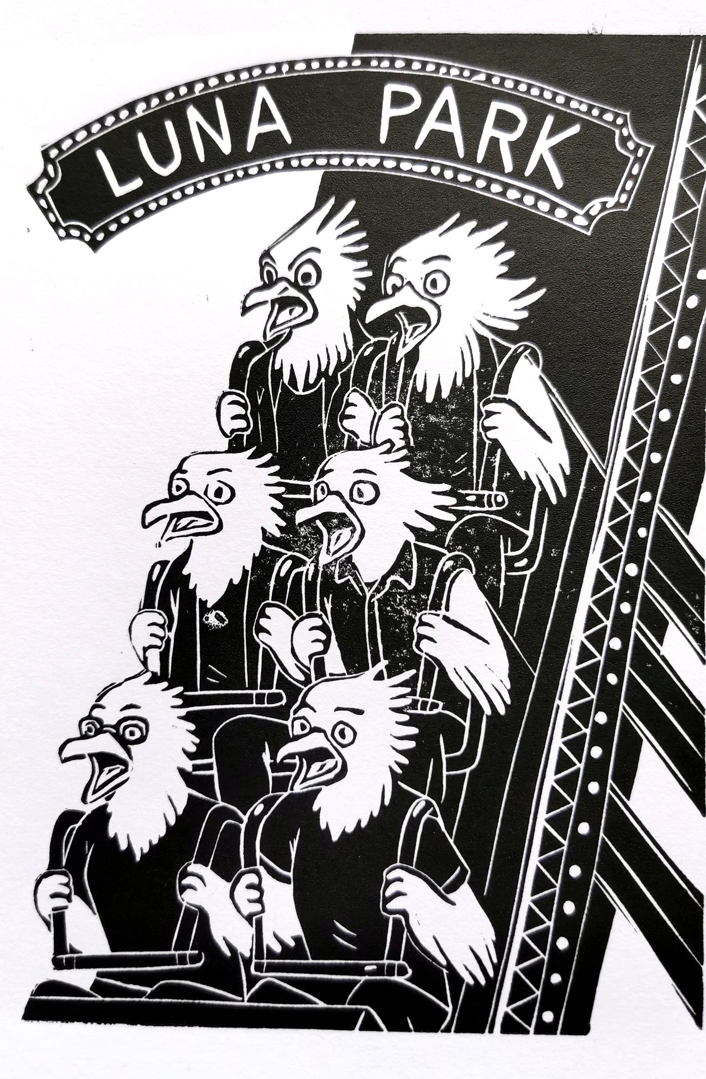 Linogravure - "Luna Park"