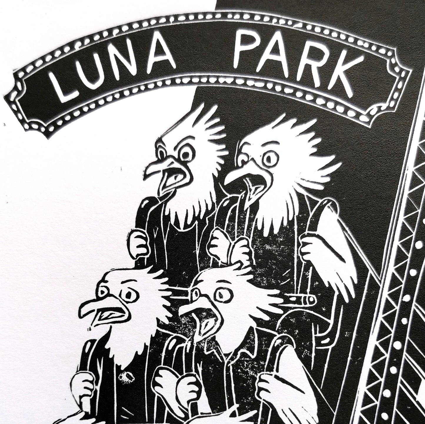 Linogravure - "Luna Park"