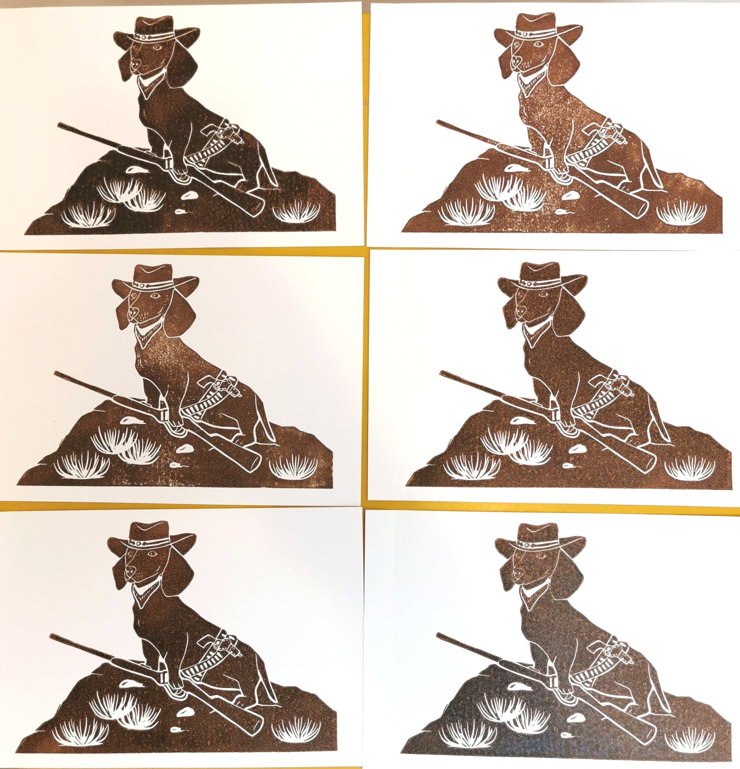 Linogravure - "Teckel'Amity Jane"