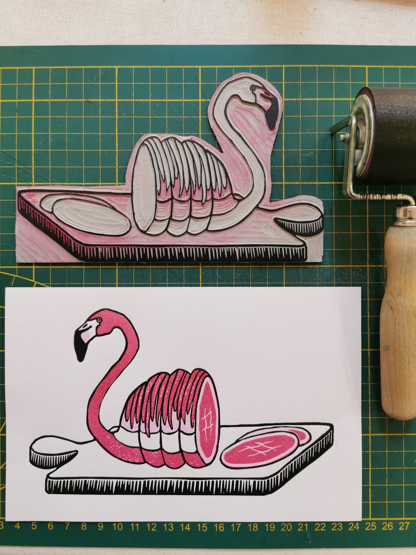 Linogravure - "Le Flamand Ros'bif"