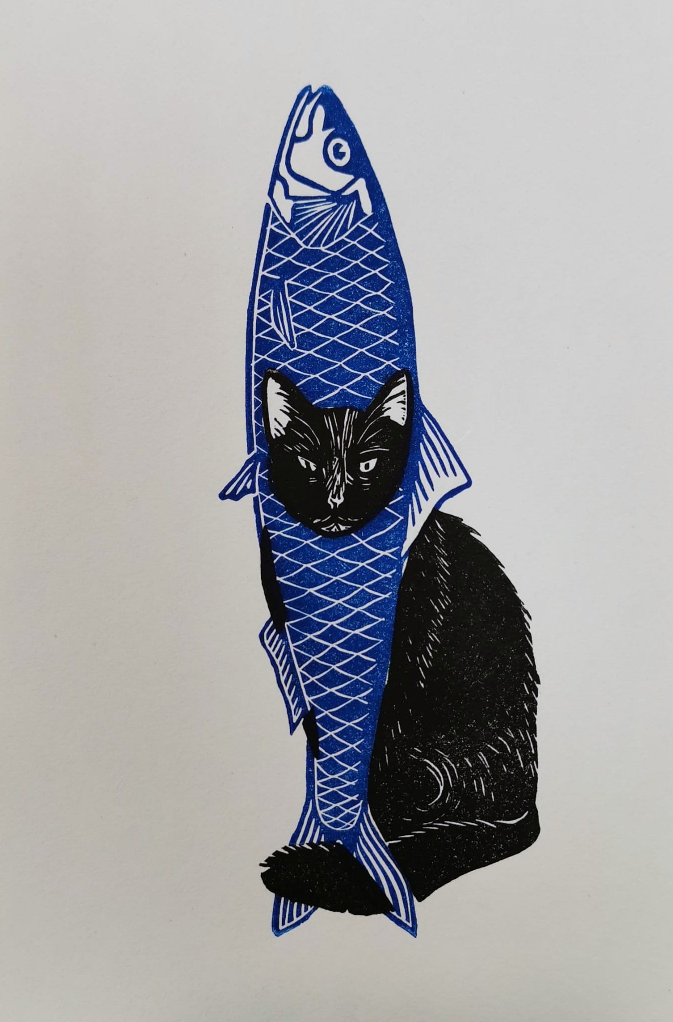 Linogravure - "Le Chat'rdine"