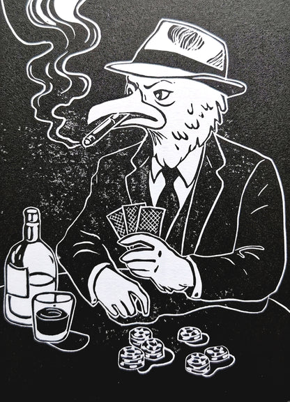 Linogravure - "Casino Volaille"