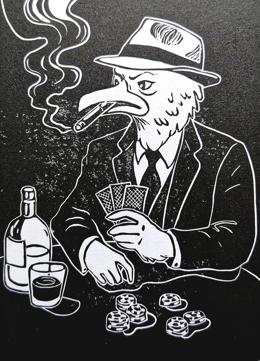 Linogravure - "Casino Volaille"