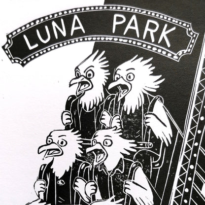 Linogravure - "Luna Park"