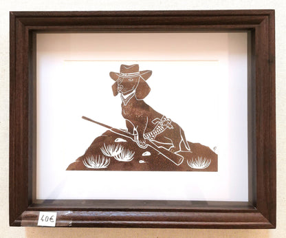 Linogravure - "Teckel'Amity Jane"