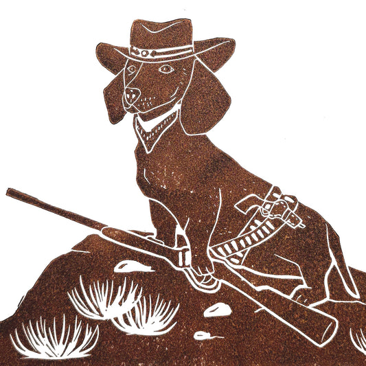 Linogravure - "Teckel'Amity Jane"