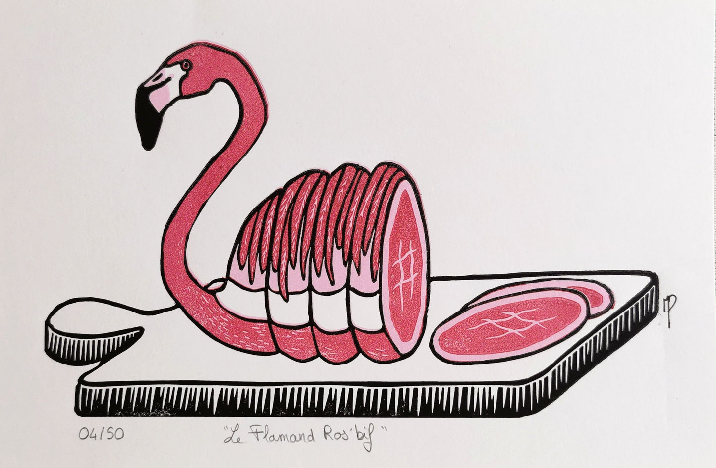 Linogravure - "Le Flamand Ros'bif"