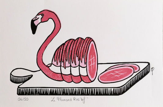 Linogravure - "Le Flamand Ros'bif"