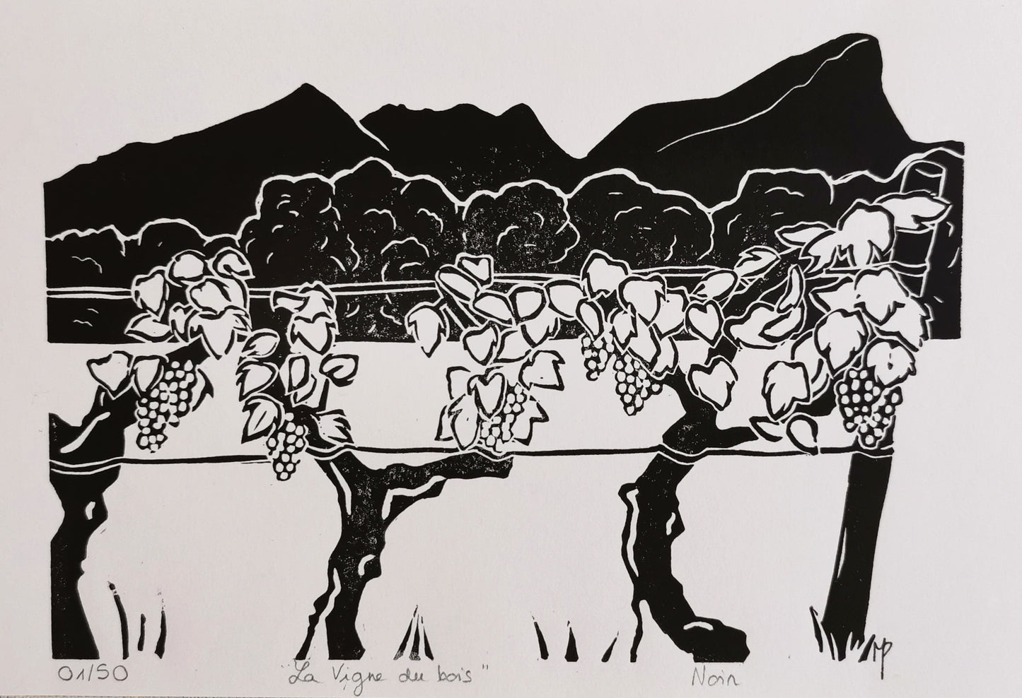 Linogravure - " La Vigne du Bois"