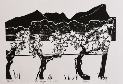 Linogravure - " La Vigne du Bois"