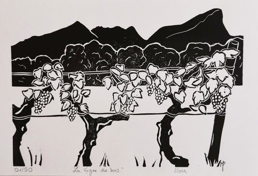 Linogravure - " La Vigne du Bois"